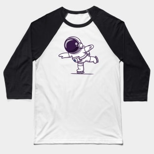 Cute Astronaut Playing Ice Skating Baseball T-Shirt